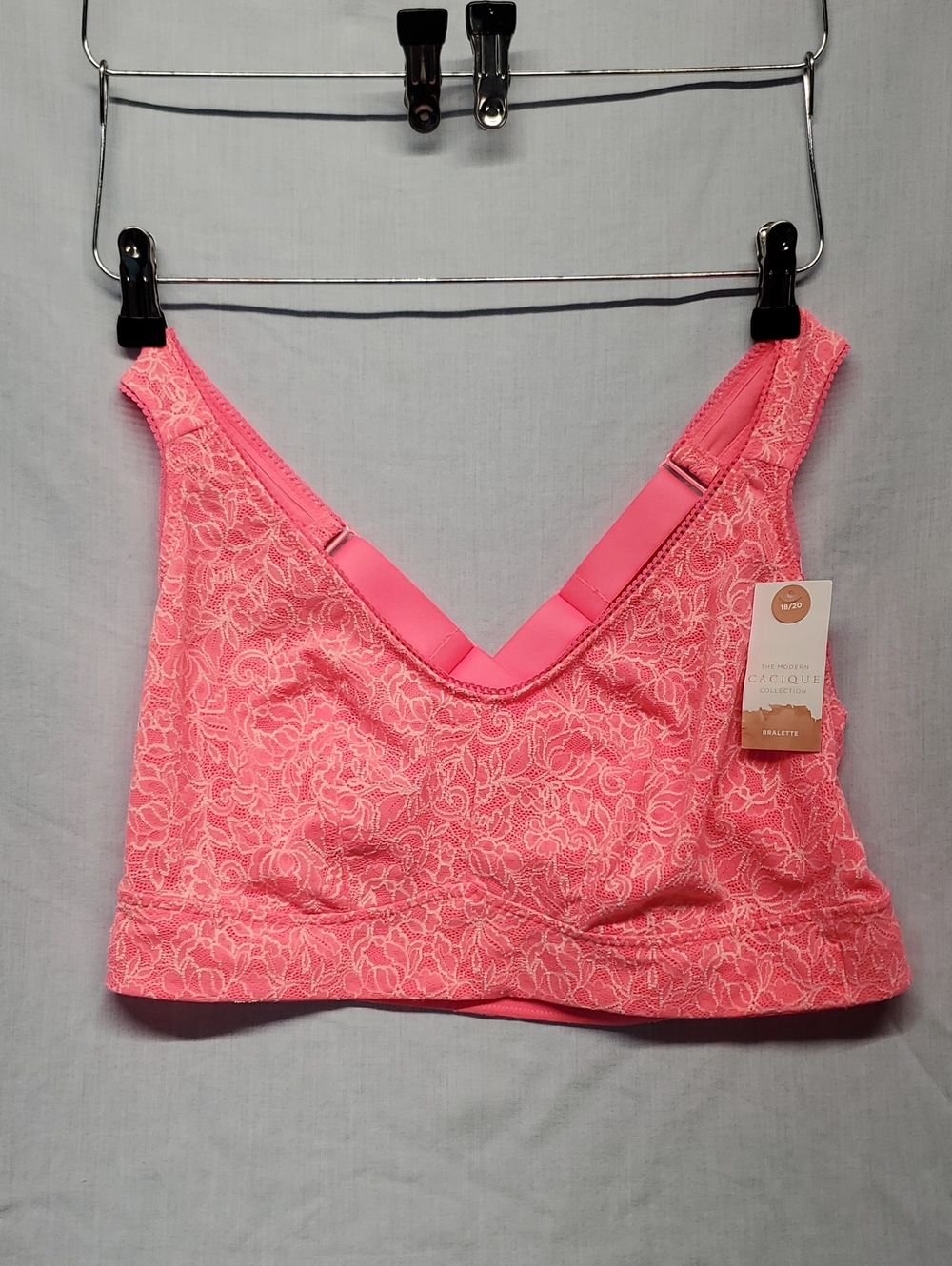 Cacique Coral Pink Lace Bralette with V-Back #14